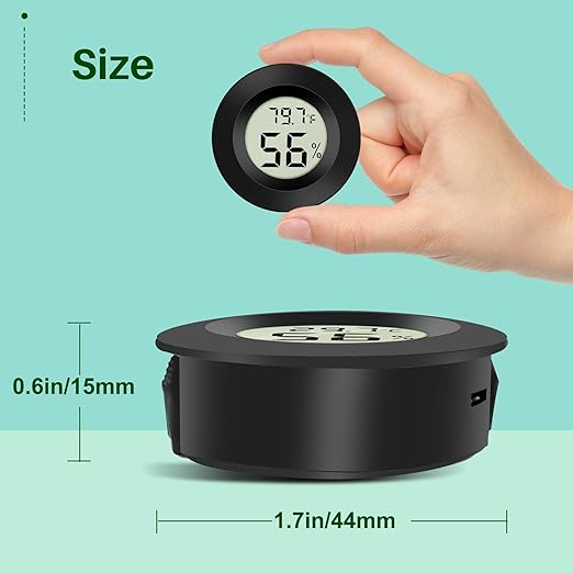 2-Pack Mini Digital Thermometer Hygrometer Indoor Room LCD Reptile Monitor Humidity Meter Gauge for Humidifiers Dehumidifiers Greenhouse Basement Babyroom