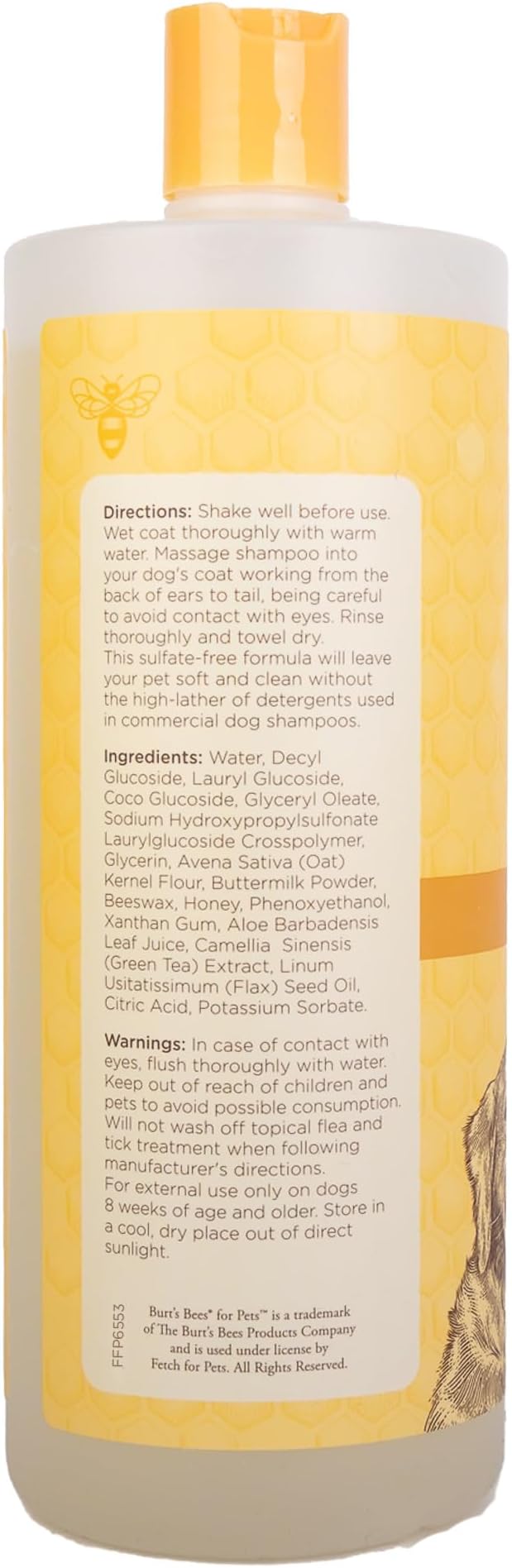 Burt's Bees for Dogs Naturally Derived Oatmeal Shampoo with Colloidal Oat Flour and Honey - Cruelty Free, Formulated without Sulfates and Parabens, pH Balanced for Dogs - Made in USA, 32 Ounces