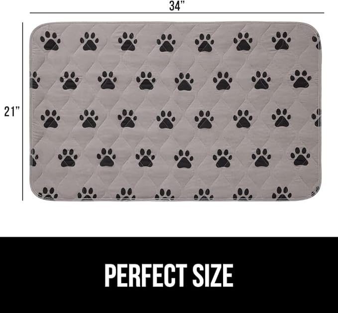 Gorilla Grip Reusable Puppy Pads, 34x21, Slip Resistant Pet Crate Mat, Absorbs Urine, Waterproof, Cloth Pee Pad for Training Puppies, Washable Incontinence Underpads, Chucks, Protects Sofa, Furniture