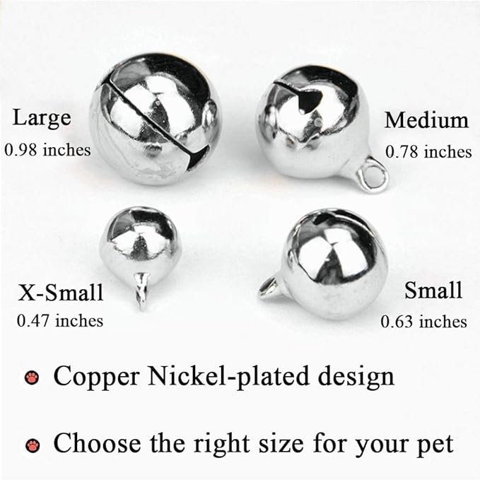 4 Sets Cat Bell for Dog Collar Charm Training Pet Pendant Accessories with 2 Pack Stainless Steel Dog Tag Clips(2 X-Small Silver)