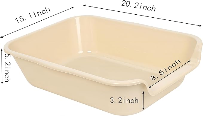 1 Pack Extra Large Dog Litter Box Pan Tray (ABS Material), Low Entry Jumbo Senior Litter Boxes for Multiple Kitten Big Cats, Pet Safe Indoor Dog Potty (Sandbeach, 20" L x 15" W)