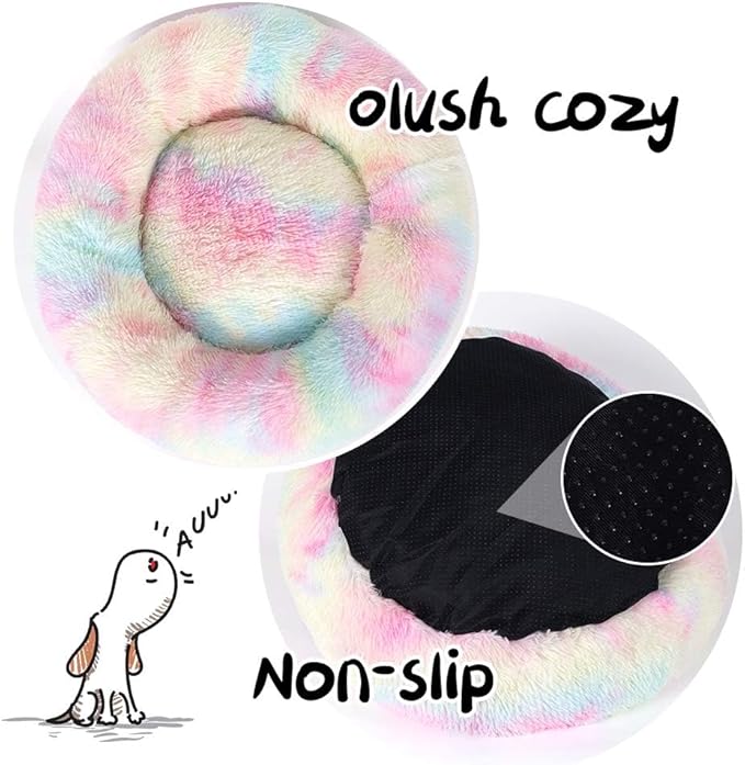 Cat Beds for Indoor Cats - Cat Bed Washable 20/24 inches, Dog Beds for Small Medium Dogs, Anti Anxiety Round Fluffy Plush Faux Fur Cat Bed,Thick Bottom Keep Pets Off The Cold Tile