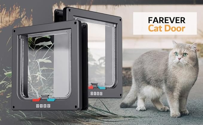 Medium Cat Door Interior Door Pet Door for Cat Exterior Door 4 Modes Locking Suitable for Window and Wall (Black)