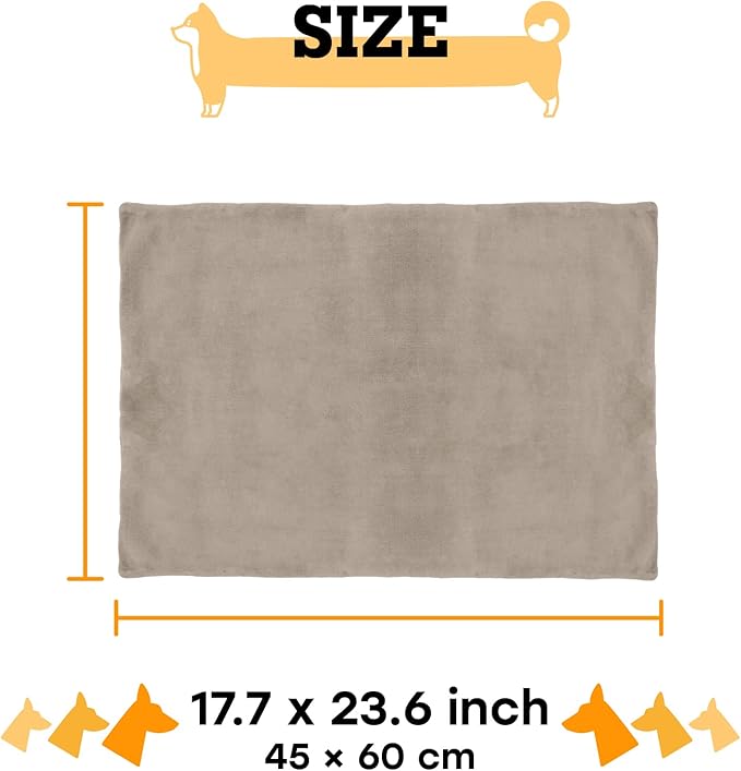 Dog Mat - 17.7 x 23.6 in Fluffy Padded Dog Blanket w/Insulation - Non Slip Kennel Mats for Sleeping - Machine Washable Bed for Dogs - Gray