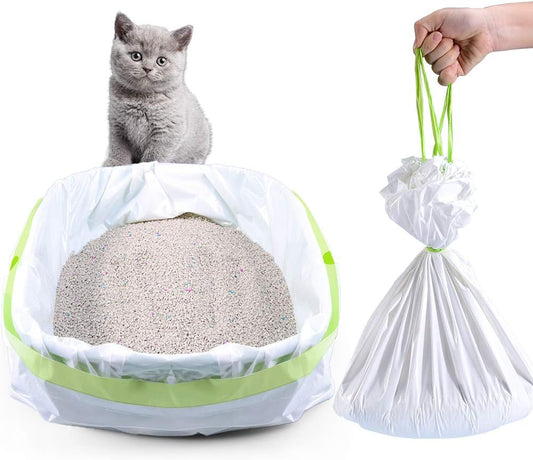 Litter Box Liners, 28 Count Giant Jumbo Cat Litter Pan liners, Drawstring Litter Liner Bags For Litter Box Pan, Extra Large Thick Kitty Litter Liner XXL, Eco Friendly Pet Supplies(45" x 19")