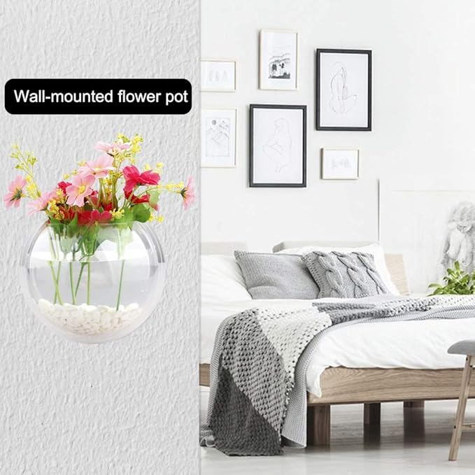 MeiBoAll Wall Fish Bowl, 230ML Wall Fish Bubble Hanging Clear Acrylic Betta Fish Tank Wall-Mounted Aquarium Wall Plant Pot Decoration Planter 2 pcs