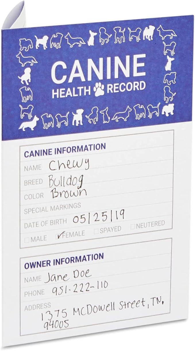 Juvale 24 Pack Puppy Vaccination Record Card, Dog Vaccine and Canine Health Record Booklets (5x3.5 in)