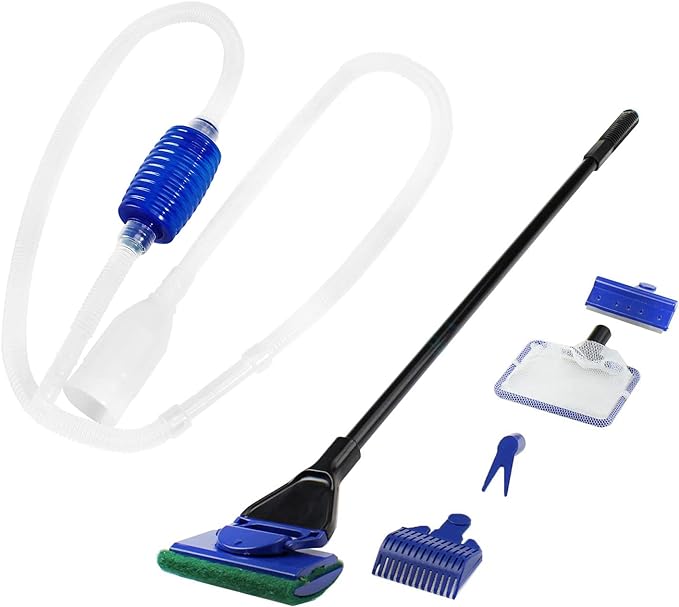 AQUANEAT Fish Tank Cleaning Tools, Fish Tank Cleaner,Fish Tank Siphon, Aquarium Water Change, with Fish Tank Net 5 in 1 Cleaning Set