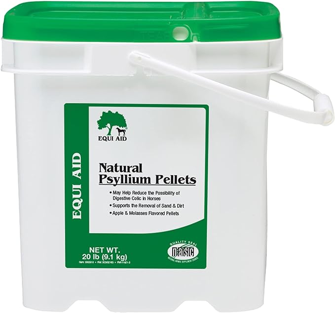 Farnam Equi Aid Natural Horse Psyllium Pellets Supplement, Supports Removal of Sand & Dirt From the Ventral Colon, 20 Pounds, 64 Scoops