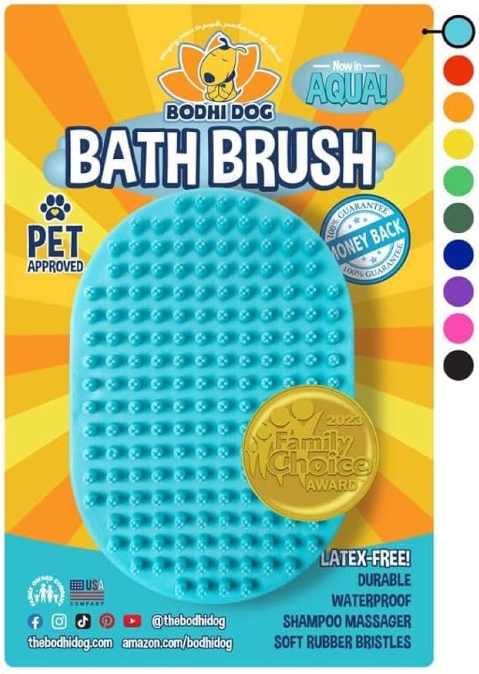 Bodhi Dog Shampoo Brush | Pet Shower & Bath Supplies for Cats & Dogs | Dog Bath Brush for Dog Grooming | Long & Short Hair Dog Scrubber for Bath | Professional Quality Dog Wash Brush