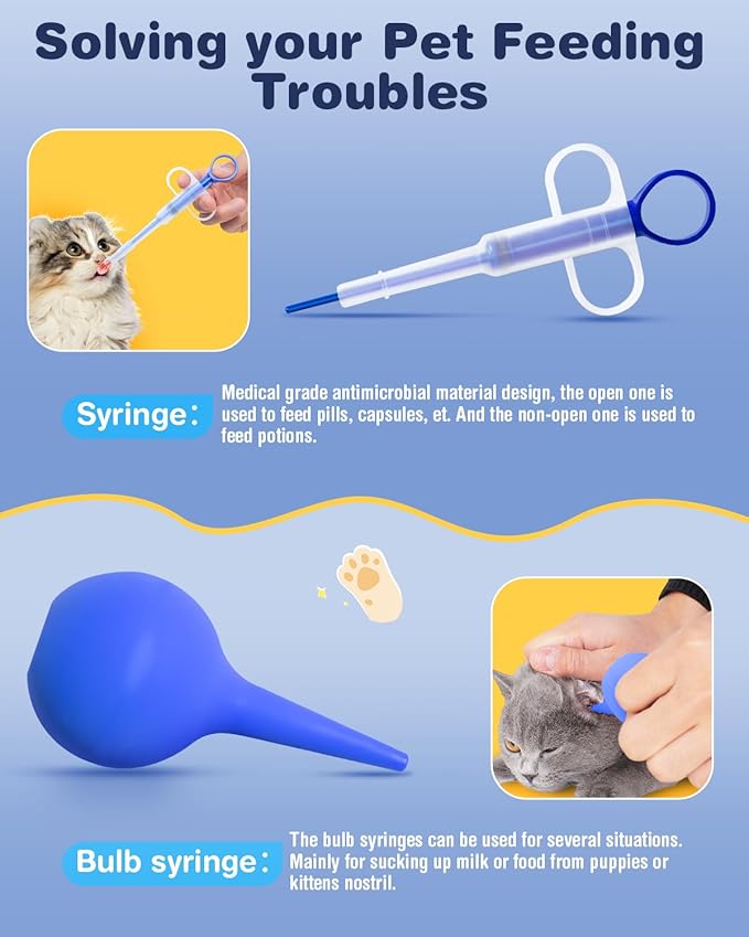 52Pcs Puppy Whelping Kit, Newborn Pets Whelping Supplies with 4 Puppy Feeding Tube,15 Puppy Whelping Collars, 15 Cord Clamps, 2 Gloves, Digital Thermometer, Stethoscope and More