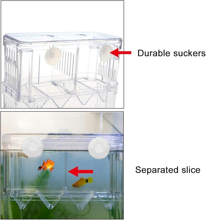 Senzeal Aquarium Fish Breeder Box Plastic Fish Isolation Breeding Box Hatching Incubator for Baby Fish Shrimp Clownfish Guppy