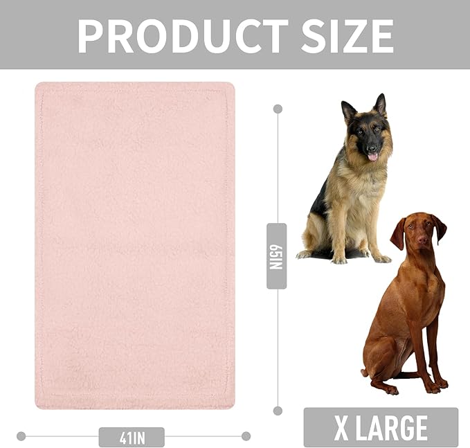 furrybaby Dog Blanket Soft Dog Blankets for Large Dogs Puppy Essentials Washable Fluffy Sherpa Fleece Cat Blanket 41x65 Inches for Bed Furniture Couch Sofa (Double-Layer X Large, Pink)
