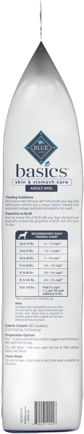 Blue Buffalo Basics Grain-Free Dry Dog Food for Adult Dogs, Limited Ingredient Diet, Duck Recipe, 22-lb. Bag