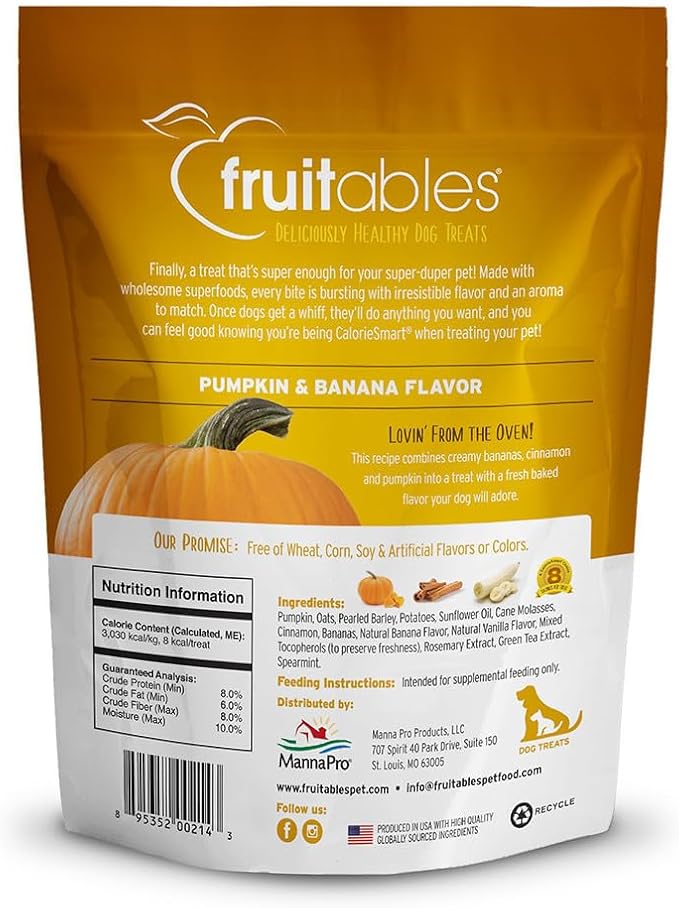 Fruitables Dog Treats Pumpkin & Banana Flavor, 7 oz