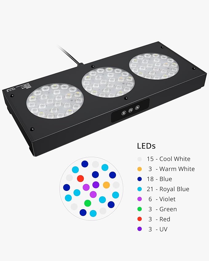NICREW 150W Aquarium LED Reef Light, Dimmable Full Spectrum Marine LED for Saltwater Coral Fish Tanks