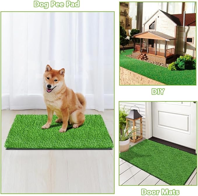 Dog Grass Pee Pad, 33.5 x 21.3Inch Artificial Grass for Dogs Reusable for Dog Potty Training, Dog Grass Pad with Drainage Holes for Indoor/Outdoor (1 Pack)