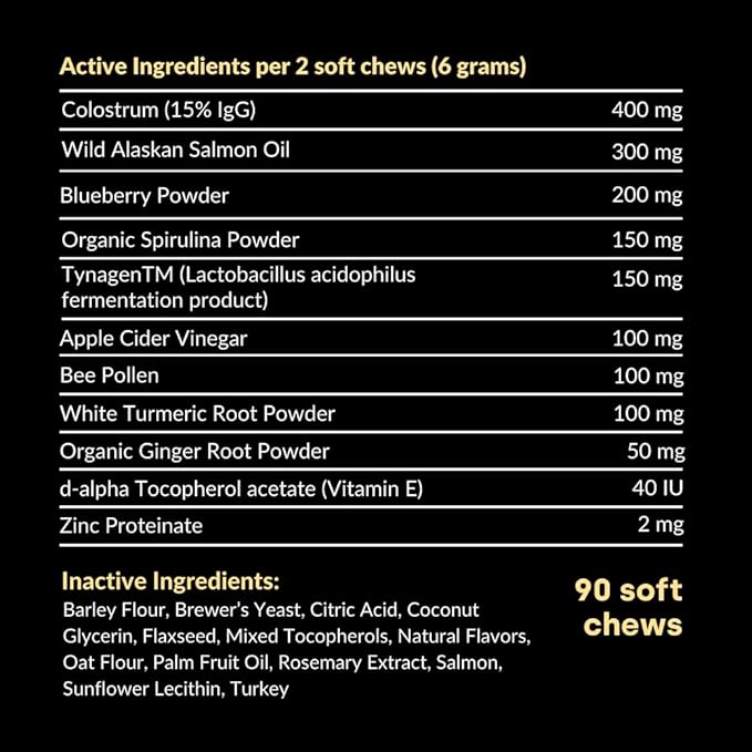 Kayode Itch & Allergy Chews - Natural Allergy Relief for Dogs. Premium Colostrum for Dogs, Bee Pollen for Dog Allergies. Alaskan Salmon Oil. Natural Itch Relief for Dogs. 90 Dog Allergy Chews.