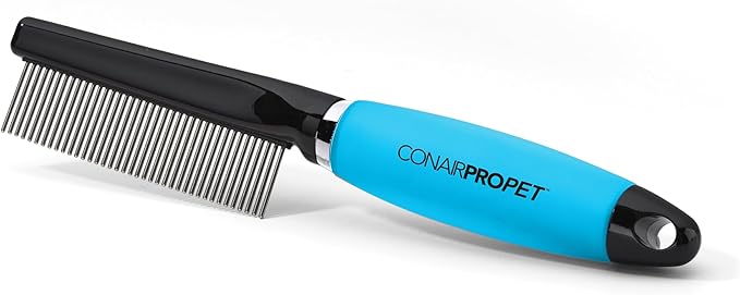 CONNAIRPRO dog & cat - Cat Comb for Matted Fur - Shedding and Cat Grooming Tool, Stainless Steel Bristles with Memory Grip Gel, Ideal for All Cat Breeds