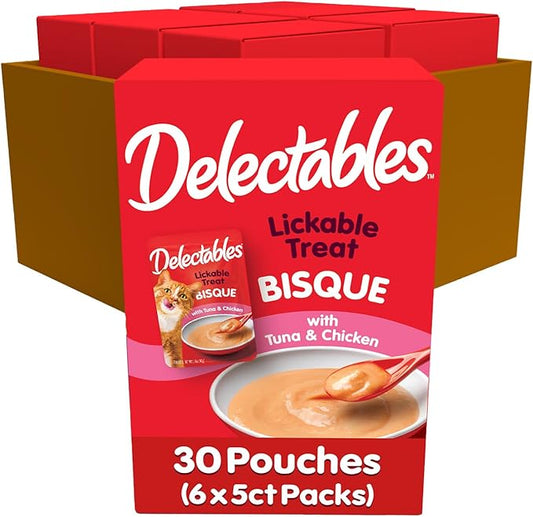 Hartz Delectables Bisque Lickable Cat Treats, Tuna & Chicken, 30 Count
