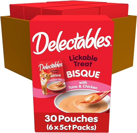 Hartz Delectables Bisque Lickable Cat Treats, Tuna & Chicken, 30 Count