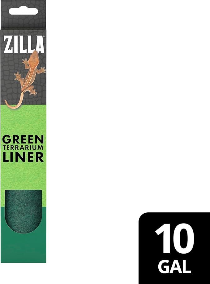 Zilla Reptile Terrarium Liner, Odor Reducing, Non-irritating, Ideal for Juvenile Reptiles and Tropical Habitats, Green, Fits Tank Size 10 Gallon, 9.75” x 19.75”