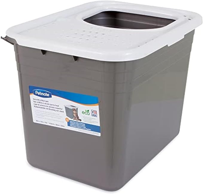 Petmate Top Entry Litter Cat Litter Box With Filter Lid To Clean Paws, Made in USA