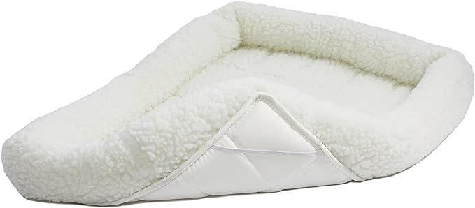 MidWest Homes for Pets Bolster Fleece Pet Bed for Dog And Cats 24L-Inch White w/ Comfortable Bolster | Ideal for Small Dog Breeds & Fits a 24-Inch Dog Crate | Machine Wash & Dry | 1-Year Warranty