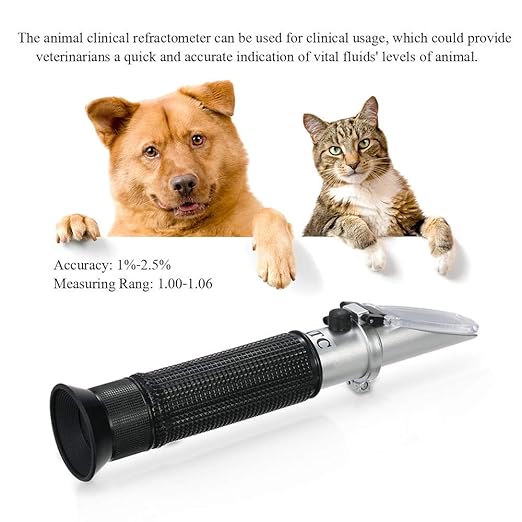Clinical Refractometer Veterinary Hand-Held Refractometer Vet Veterinary Medicine RHC-300 Serum Protein Urine Density for pet Dog (Large Animal) and cat