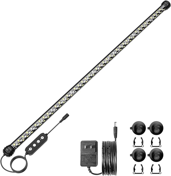 Led Aquarium Light with Timer, Submersible Aquarium Lights for Fish Tank, Fish Tank Light with Auto On/Off, 3 Lighting Modes, Adjustable Brightness (26.8 in for 28-52inch Planted Tank), 14W