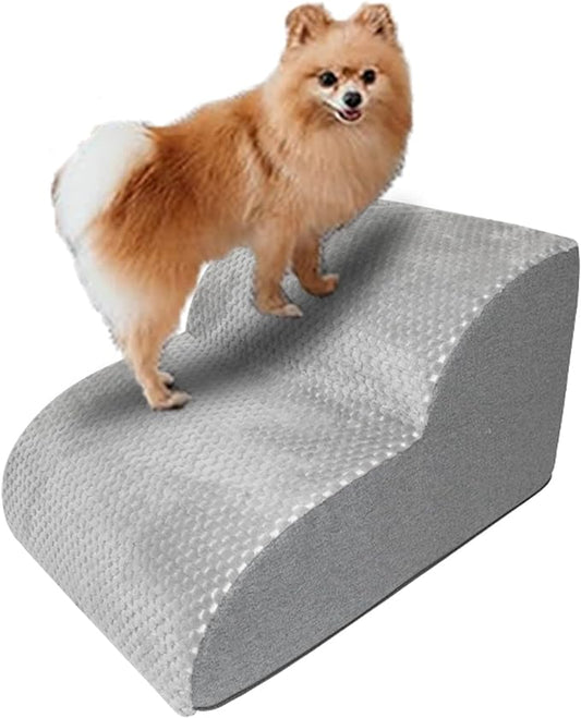 Dog Stairs Ramp for High Bed, Curved Dog Steps for Small Dogs and Cats, Foam Pet Stairs for Couch, Non-Slip Balanced Portable Pet Step Indoor 2 Step