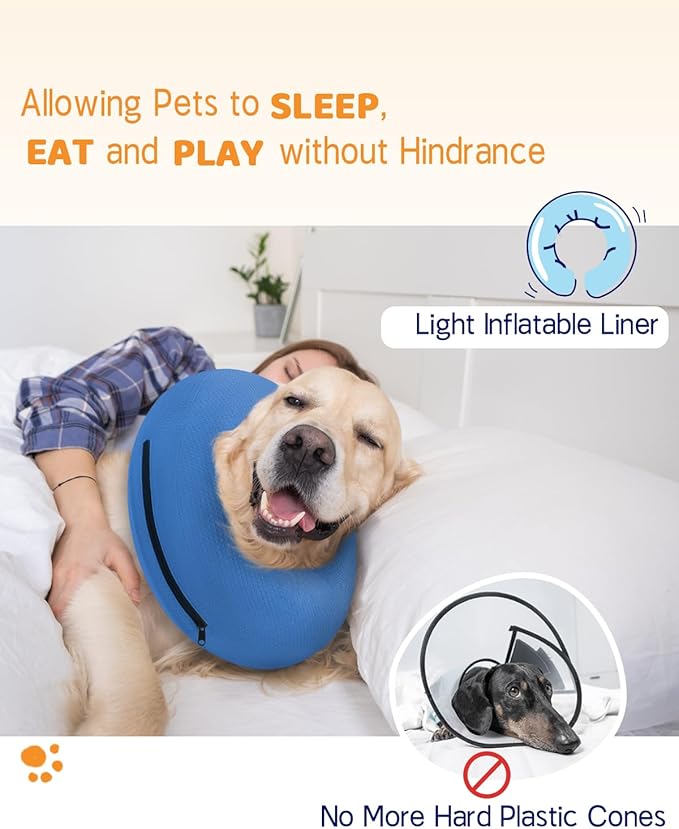 Supet Inflatable Dog Cone Collar for After Surgery Donut, Soft Dog Cones for Small Medium Large Dogs Pets, E Collar Dog Neck Donut Collar Alternative After Surgery