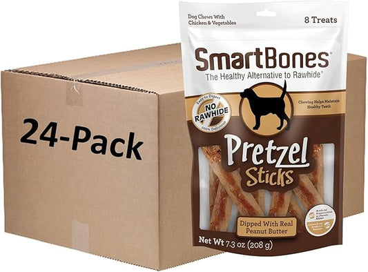 SmartBones No Artificial Colors or Preservatives Pretzel-Style Chews, Treat Your Dog to a Fun Shapped Rawhide-Free Chew , 8 Stick ( Pack of 24). Total :192