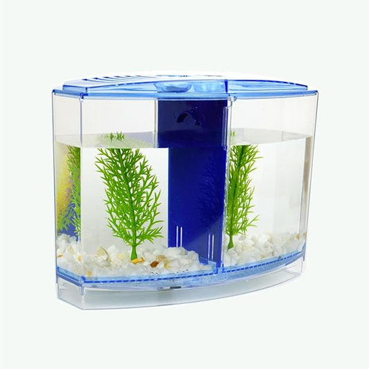 Saim Mini Fish Box, Acrylic Hatchery Incubator Tank Breeding Divider Tank Aquarium Isolation Box with 2 Divisions and Plant for Fish Breeding