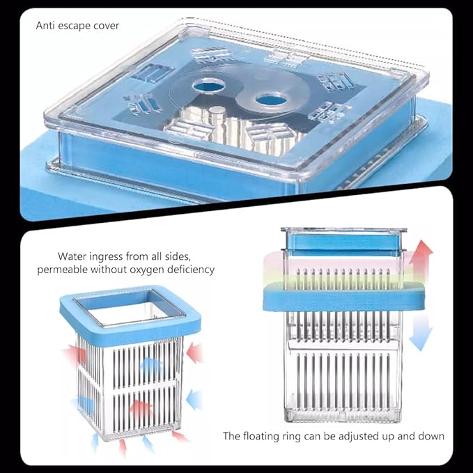 La La Pet® Floating Fish Breeding Box with Lid Parent Fish and Baby Fishes Aquarium Divider Hatching Box with Adjustable Floating Ring Transparent Incubator