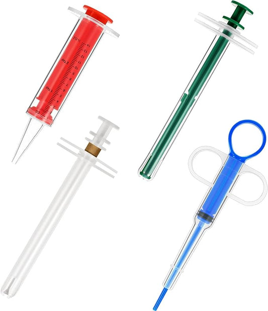 Patelai 4 Pieces Cat Pill Shooter Dog Pill Gun Pill Dispenser Pet Medicine Syringe Puppy Tablet Feeder for Small Animals (Blue, Green and red, White)