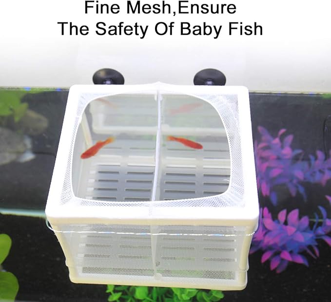 Senzeal Aquarium Fish Breeder Box Fish Fry Hatchery Incubator Net Nylon Isolation Mesh with 3pcs Pipette(Small)