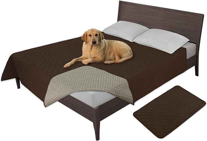 Easy-Going 100% Waterproof Dog Bed Cover, Non-Slip Pet Blanket for Furniture, Washable Couch Cover, Repleasement Sofa Cover (96X82 in,Coffee)