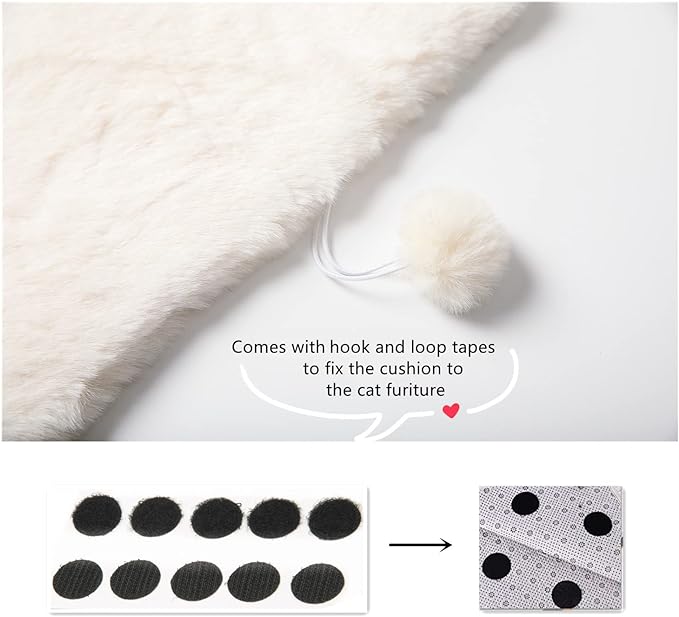 2-Pack 11.8“ Square Faux Rabbit Fur Cat Dog Bed Cushion Pad Mat, Cat Tree Tower Replacement Cushion Pad, Pad for Window Perch, Cat Dog Carrier House Cage Crate Kennel Furniture