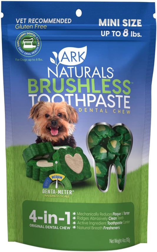 Ark Naturals Brushless Toothpaste, Dog Dental Chews for Mini Breeds, Freshens Breath, Helps Reduce Plaque & Tartar, 4oz, 1 Pack