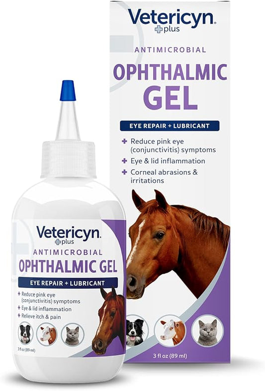 Vetericyn Plus Ophthalmic Eye Gel for Horses | Eye Ointment Alternative to Lubricate and Relieve Horse Eye Irritations, Safe for All Animals. 3 ounces