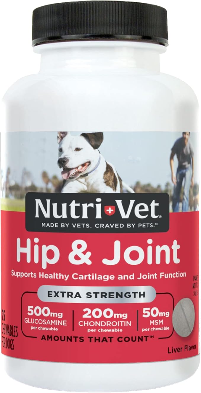 Nutri-Vet Hip & Joint Chewable Dog Supplements | Formulated with Glucosamine & Chondroitin for Dogs | 75 Count