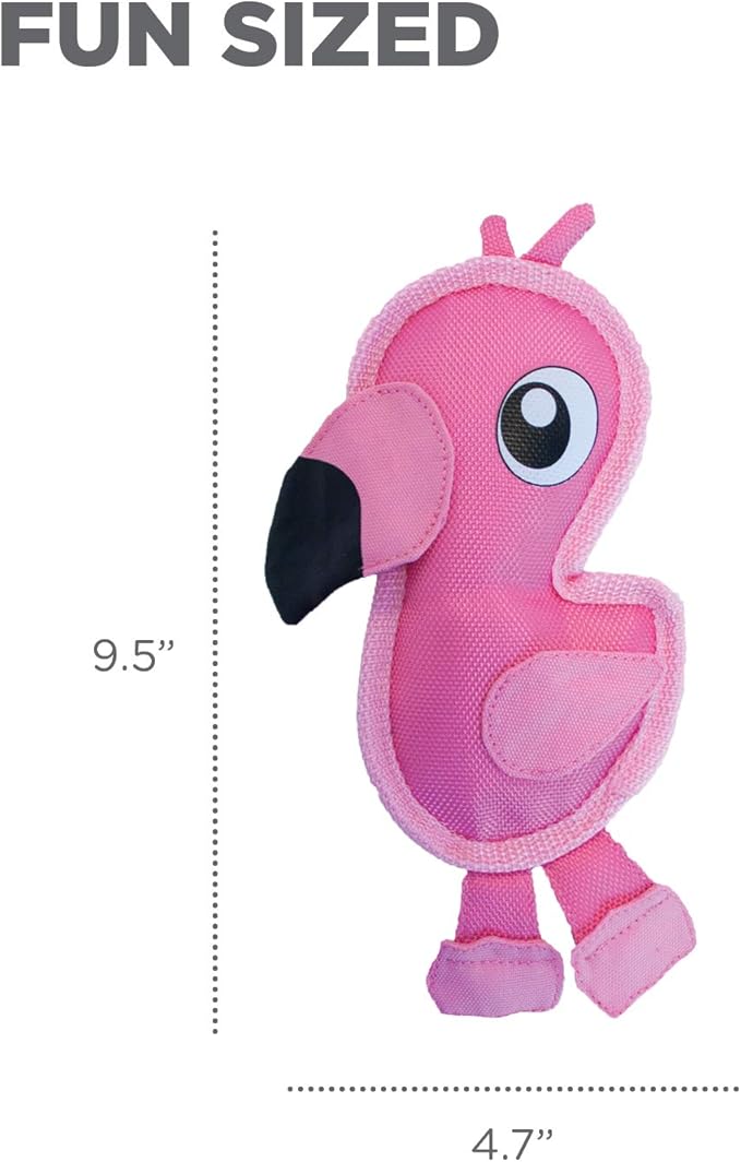 Outward Hound Fire Biterz Flamingo Plush Firehouse Material Interactive Dog Toy, Small