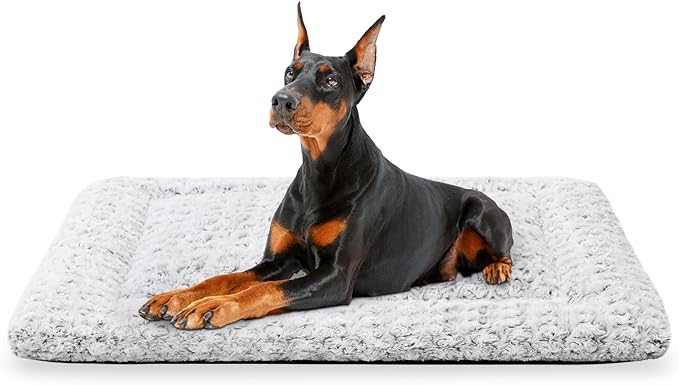 Washable XXL Dog Bed Crate Pad for Extra Large Size Dog Soft Fluffy Kennel Pad Crate Mat for Dog Cage Anti-Slip Comfy Pet Bed,48" x 30",Gray