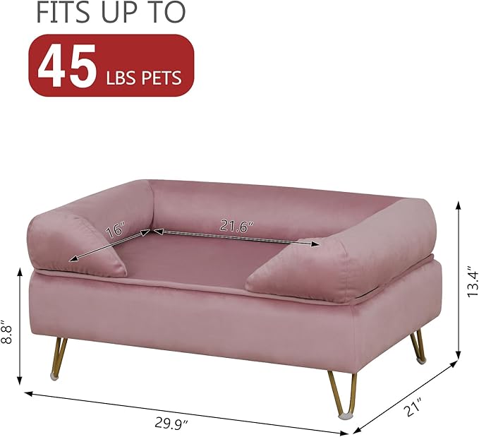 Dog Sofas and Chairs for Small Breeds,Dog Couch for Small Pet,Cat Sofa Chair with Soft Velvet Fabric,Wooden Frame Cat Bed,Pet Sofa Bed for Small Dog Rest Using,Pink