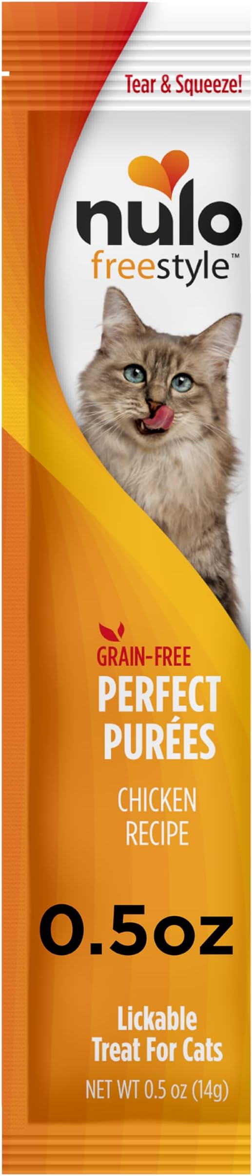 Nulo Freestyle Grain-Free Perfect Purees Premium Wet Cat Treats, Squeezable Meal Topper for Felines, High Moisture Content to Support Cat Hydration, 0.5 Ounce, Chicken