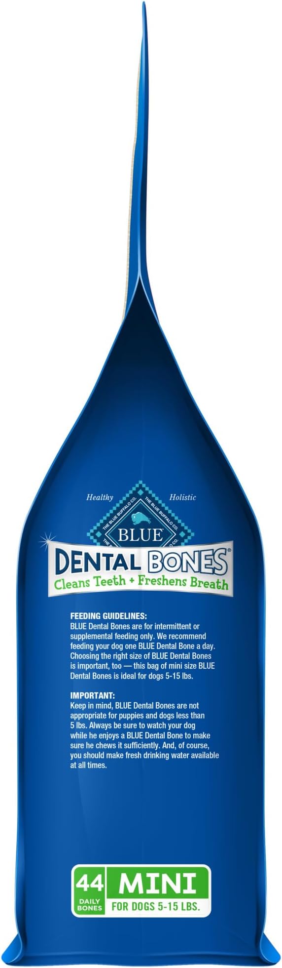 Blue Buffalo Dental Bones Mini Natural Dental Chew Dog Treats, (5-15 lbs) 12-oz Bag