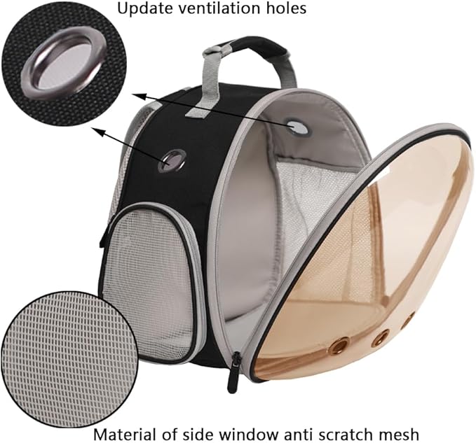 Guinea Pig Backpack Carrier, Bearded Dragon Carrier Backpack with Clear Bubble Window,Small Animal Travel Backpack for Hedgehog Rat Parrot,Rabbit,Sugar Glider,Airline Approved