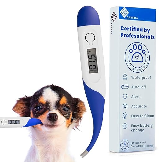 Digital Dog & Cat Thermometer - Veterinary Pets Thermometer for Dogs & Cats | Accurate & 10 Seconds Fast Temperature Detection with 3-Site Measurement | Waterproof Animal Thermometers