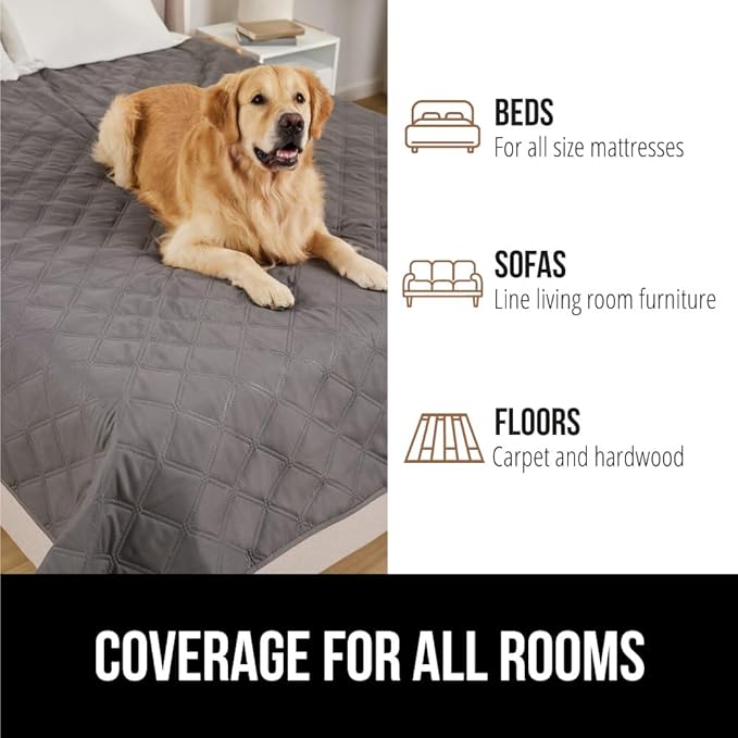 Gorilla Grip 100% Waterproof Dog Blanket, Pet Friendly Throw Essential for Small Dogs, Tear and Slip Resistant Leakproof Washable Couch Cushion Protector Cover for Indoor Furniture, 30x70 Charcoal
